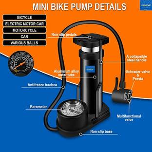 ELRINZA Bike /Cycle Pump Foot Activated with Gauge Floor Bicycle Pump Basketball Pump, Ball, Football Pump, Car, Motorcycle Pump