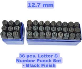Luxuro Number Punch Set 1/2" - (12.7 mm) Hardened Steel/Metal Die Jewelers with Case|36 Stamps Combination of Letter & Number Sets Punches & Punching Machines