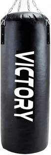 VICTORY Best Unfilled Punching Bag Synthetic Leather with Hand Wrap Hanging Bag