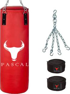 Pascal Unfilled Heavy Premium Boxing Bag with Boxing Hand Wrap with Chain Hanging Bag Hanging Bag