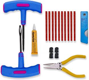 amiciAuto Tubeless Tyre Puncture Repair Tools Kit Tubeless Tyre Puncture Repair Kit