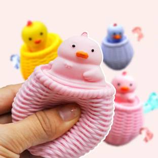 Chocozone Pack of 4 Pop Duck Squishies Squeeze Toys Stress Balls Toy for Kids  - 6 cm