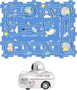 IndusBay Space Puzzles Car Track Play Set Montessori Building Blocks Rail Car Toys