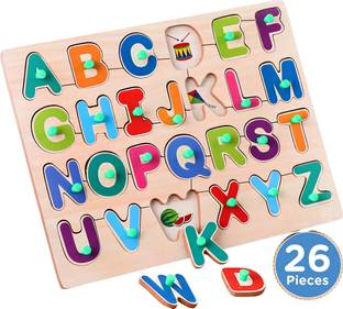 BOZICA Wooden Educational Creative learning A To Z English Alphabets Board Puzzle