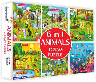 gurukanth 6 In 1 Animal World Jigsaw Puzzle Set-35 Pieces Each