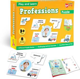 Little Berry Professions Puzzle Game for Kids: Play and Learn Puzzle with Activity Book