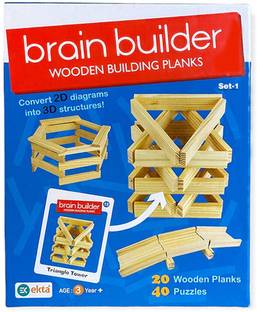 Toykit brain builder wooden building planks ek -377