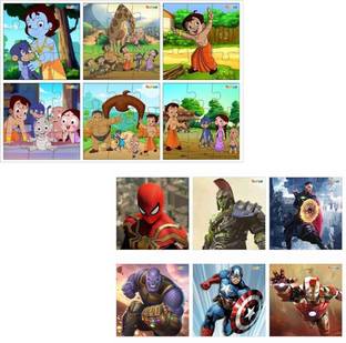 Todfod Wooden Jigsaw Puzzles Educational Toy for Kids Chhota Bheem & Avengers Puzzle