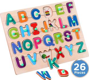 बोजिका Wooden Educational Creative learning A To Z English Alphabets Board Puzzle