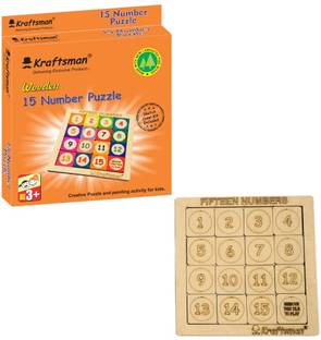 Kraftsman 15 Number Slider Puzzle: Solve and Color You Own Puzzle