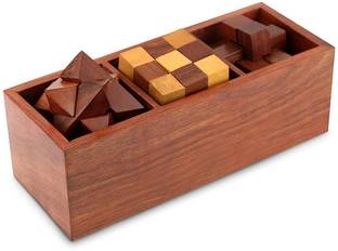 Chota Kingdom 3-in-One Wooden 3D Puzzle Games Set | 3D Puzzles Pedagogical Board Brain Teaser Games