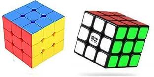 shreenik combo of 3x3 sticker less & 3x3 Stickered Black Base Fiber High Speed cube