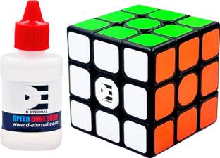D ETERNAL Cube 3x3 High Speed Magic Puzzle Speedcube 3by 3 & Cube Oil Lubricant Combo Set