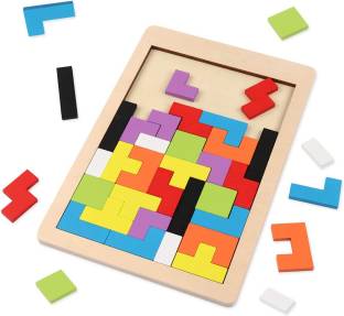 KIDOLOGY Wooden Blocks Puzzle Brain Toy Colorful 3D Montessori Educational Gift for Kids