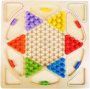 Little Mind Checker Board & Ludo 2 in 1 Premium Wooden Classic Board Game for Kids