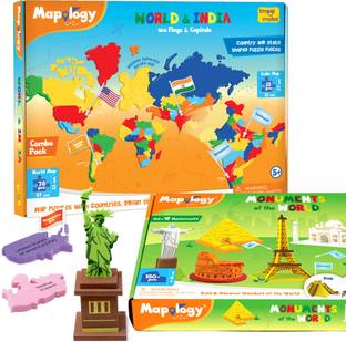 Imagimake Mapology - India & World Map with Monuments of the World