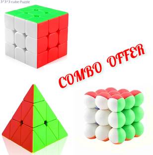 Naren (PACK OF 3) PYRAMINX ,BALL & SPEED CUBE FOR KIDS. (SIZE PC:10 ,BALL:6 ,CUBE:5CM)