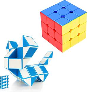 ZESTHOME Combo Set of Rubik's Cube 3x3 & Magic Snake Cube, Brain Teaser Toy Set for all