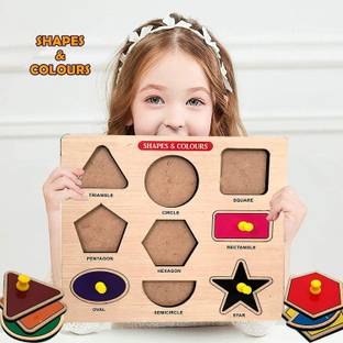 FORSIKHA Learn Different Geometry Shapes and Name Puzzles Board Educational Learning Toys