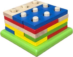 VAATHSALYA'S Wooden Geometric Shapes Stacking Puzzle Building Blocks for Toddlers