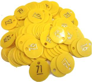 Offer99 Plastic Yellow Hole Numerical Token/Coins Pack of 1 to 100 Halled Y3