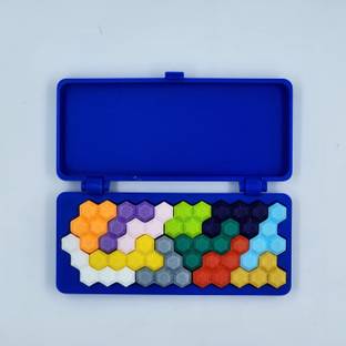 CUBIX3D Colorful Hexagon Fit Puzzle - Brain Teaser Kids & Adults - Logic & Spatial Skill