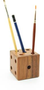 Mittimate Wooden Dice Pen Pencil Holder I Dice Shaped I Decorative Stand for Home & Office