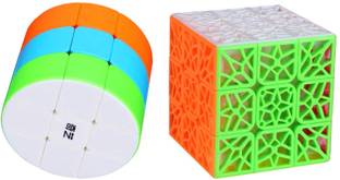 Authfort New DNA concave 3x3 Stickerless & Cylinder Stickerless puzzle pack of 2