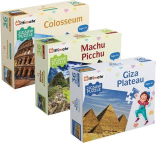 Mittimate Jigsaw Puzzle Combo: Colosseum, Giza Egypt & Machu Picchu 3-in-1 Set for Kids 4+