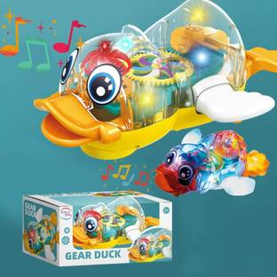 mega star 3D Gear Transparent Duck Toy with Sound and Colorful Lights