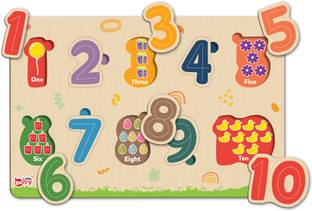 Little Berry Wooden Educational Learning Numbers 1 to 10 Puzzle Board for Kids - Learning Toy
