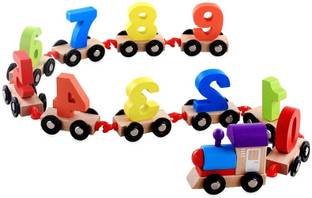 CrazyCrafts Wooden Digital Train Set of Numbers from 0-9 Toy Set for Boys's and Girl's Above 3 Years (Multicolour)