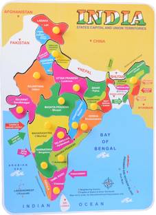 FUNTEEN Map of India Wooden Puzzle for Kids Age 3 & Above
