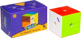 Cubelelo Twist 2M 2x2 (Magnetic) Stickerless Speed Cube | Comes with 48 NDM Magnets