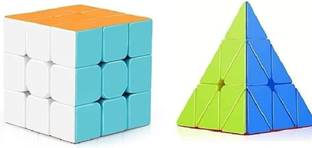 KavyaTanishq Cube Combo 2X2 3X3 and Piramid Triangle High Speed Cube pack of -2