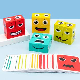 poksi Learning Educational Emotion face Change Blocks, Expressions Puzzles Toy