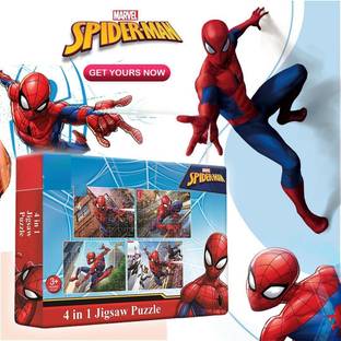 ZWINKO 4 in 1 Marvel Jigsaw Puzzle 140 Pieces for Kids. (Spiderman)