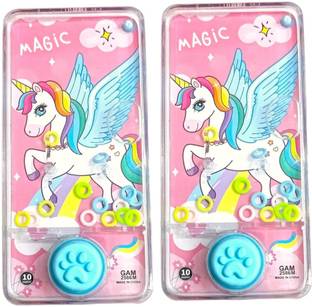 AMANVANI Unicorn Ring Toss Water Game for Kids Transparent Handheld Ring Water Game