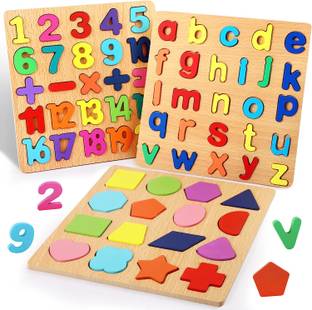 Authfort 3 in 1 Colorful ABC Lower Letters/Numbers/Shapes for Kids Toddlers Preschool