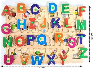 BOZICA Wooden Educational Creative learning A To Z English Alphabets Board Puzzle
