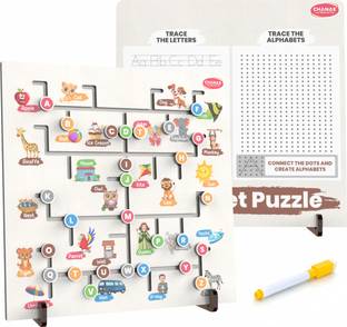 Aditi Toys 3-in-1 Wooden Alphabet Learning Board With Marker for Kids