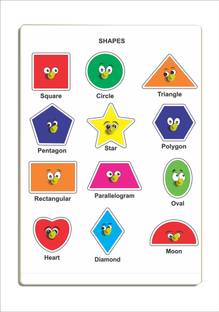 MECDOIT INTERNATIONAL Wooden Puzzle of Shapes Name for Kids Learning With 12 Shapes