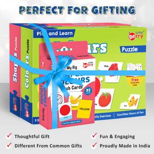 Little Berry Shapes and Colours Puzzle Combo For Kids With Activity Book and Flash Cards