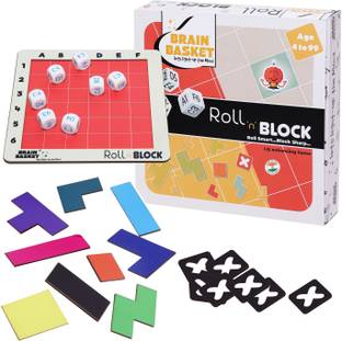 BRAIN BASKET Roll N Block Puzzle Game for Kids Age 4 Plus Logic Brain Game Travel Friendly
