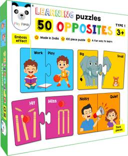 PLAY PANDA 50 Opposites Type 2 - 100 Piece Educational Puzzles for boys and girls