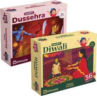 Mittimate Jigsaw Puzzle Combo Set of 2-Diwali & Dussehra Festival I36 Pcs Puzzle for Kids