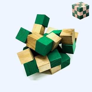 TINIGREEN Snake Cube Puzzle for Kids & Adults I Wooden Brain Teaser Toy Turn & Twist Game