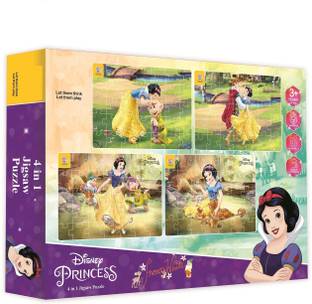 PEZYOX 4 in 1 Disney Princess Snow White Jigsaw Puzzle 140 Pieces for Kids