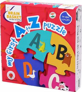 BRAIN BASKET My First A to Z Puzzle for Kids (2-6 Yrs) - 52 Animal Flash Cards Jigsaw Game