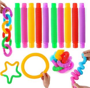 Chocozone Pop Out Tubes Fidget Toy Stress Toys for Adults Pop It Toys for Boys(Pack of 10)